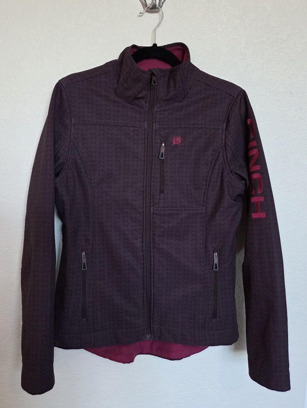Cinch Women's Western Jacket in Deep Wine and Pink Accents